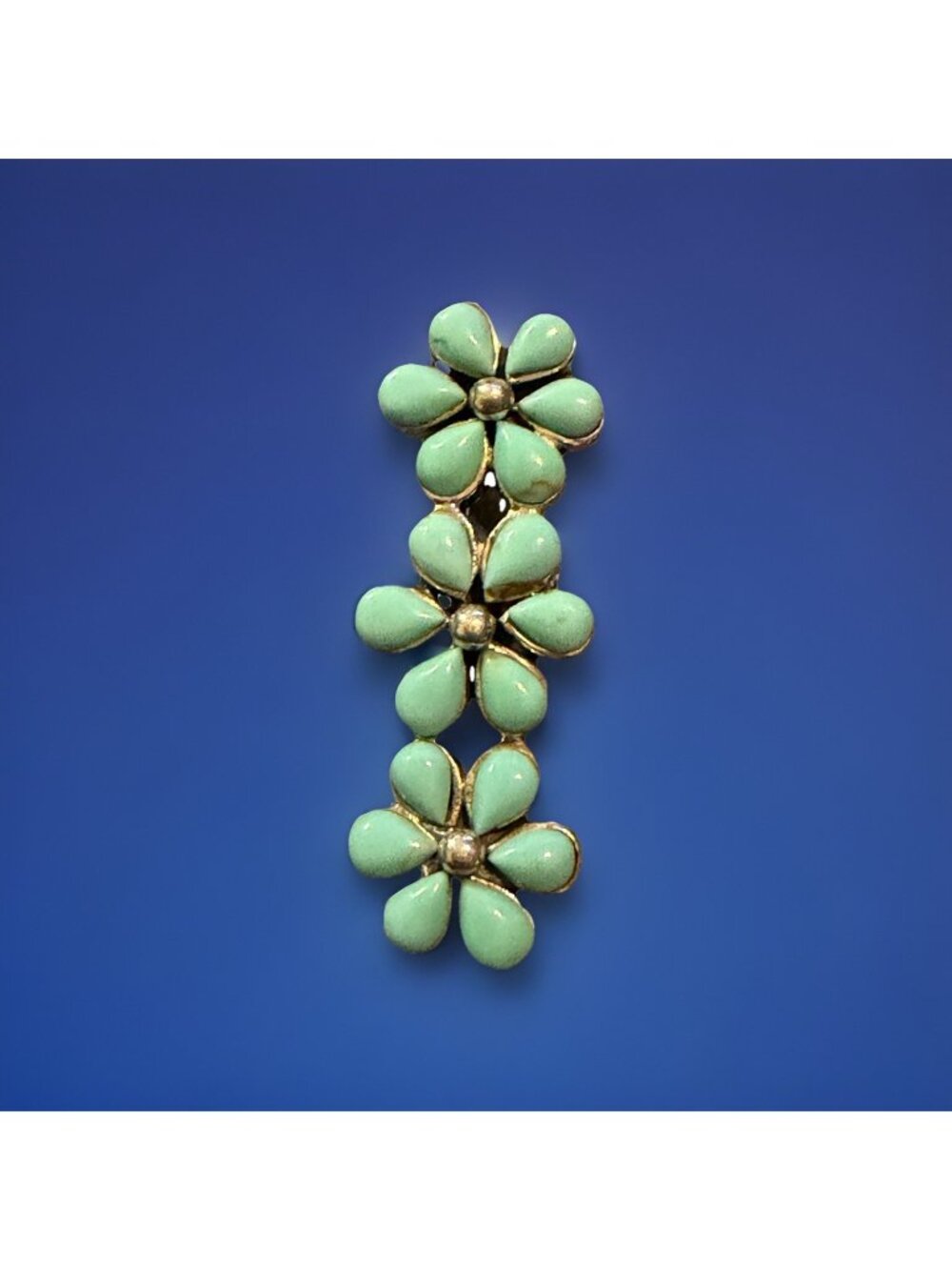 Turquoise Enamel Floral Pendant With 925 Sterling Silver Setting Weighs 6g